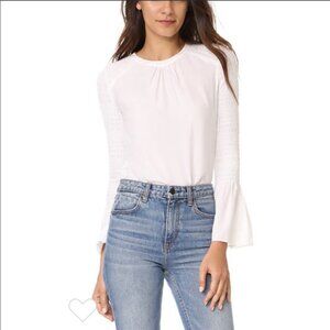 A.L.C. Sidra Blouse Ruched Smocked Cream Long Sleeve Top Size 2
